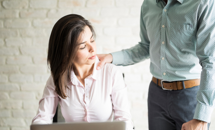 Concept showing an employee being subject to sexual harassment